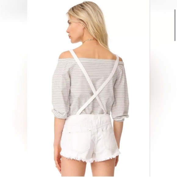 Free People We The Free White Strappy Shorts Overalls Shortalls 26 - Picture 3 of 12